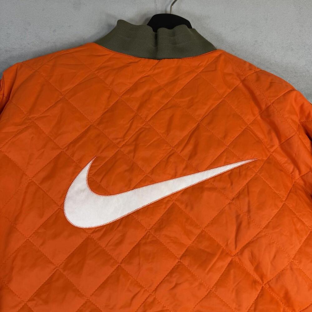 Nike Sportswear Reversible Varsity Bomber Jacket Womens XL Green Orange Quilted - Picture 11 of 11